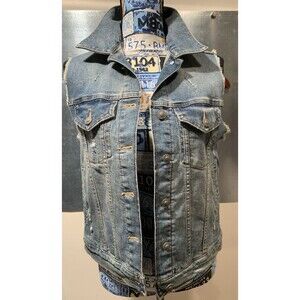 Silver Jeans Co. Denim Vest Distressed Trucker Style Concealed Carry Pockets S/P
